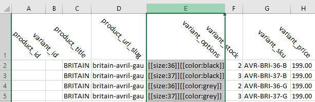 Importación de productos - CSV
