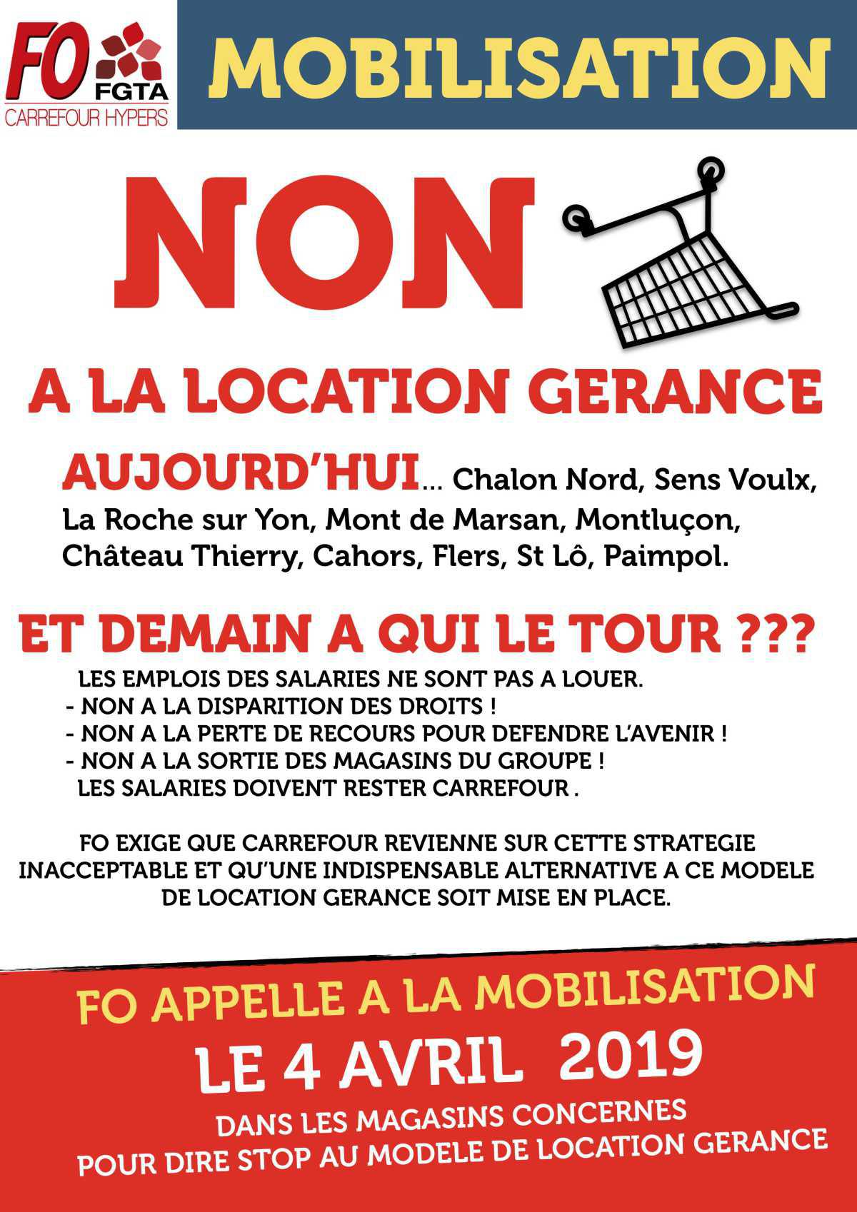 FO Carrefour se mobilise contre la Location-Gérance