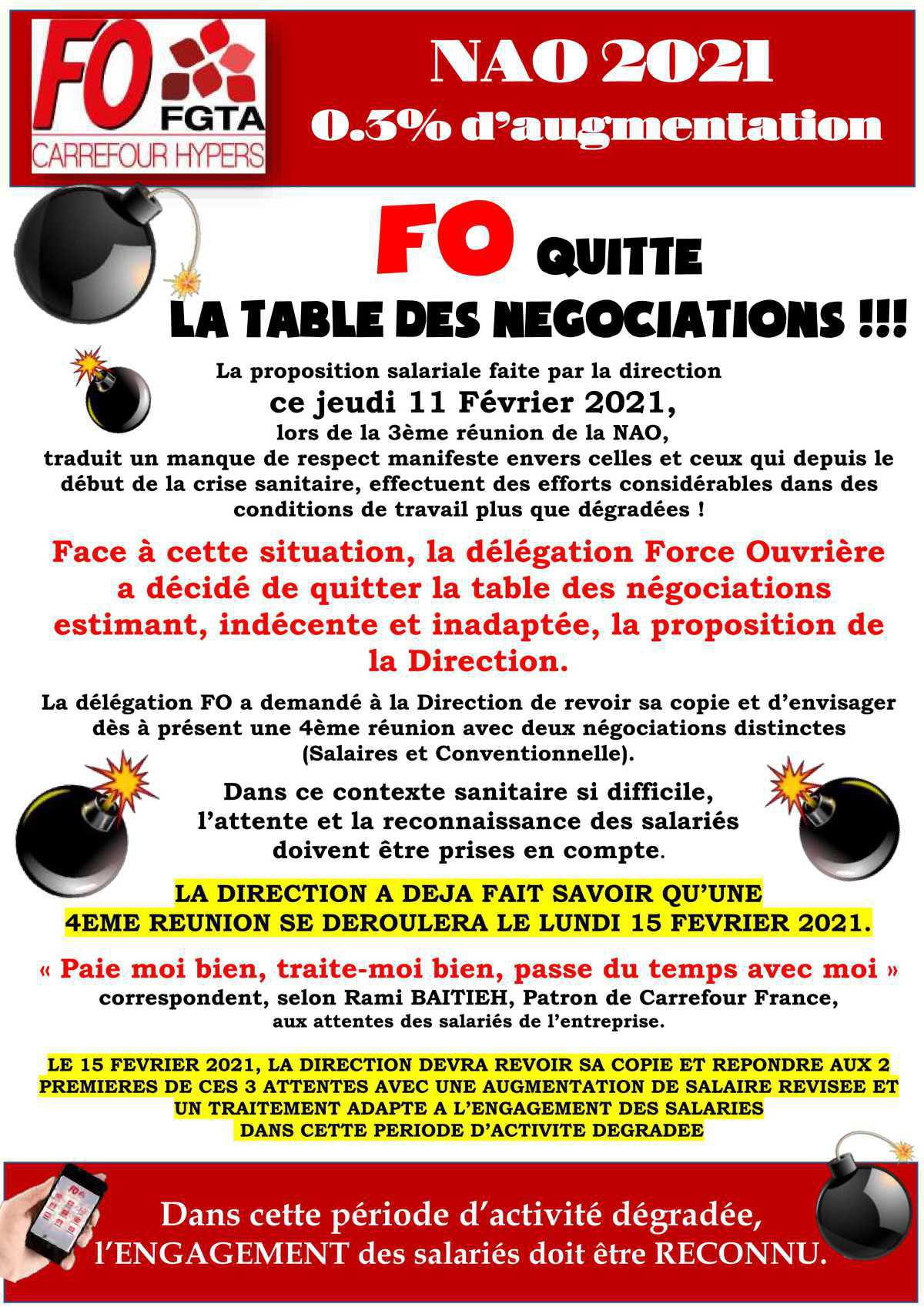 FO quitte la table des négociations