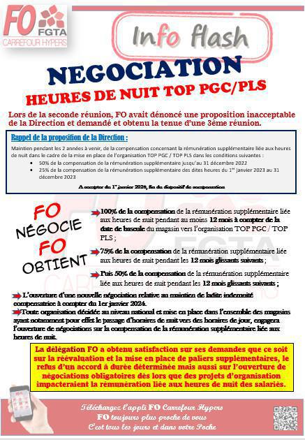 NEGOCIATION HEURES DE NUIT TOP PGC/PLS