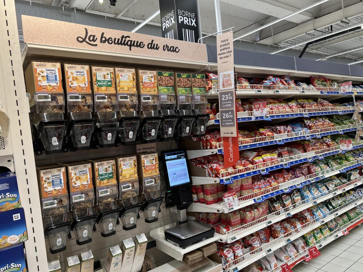Carrefour emprunte la voie du vrac avec des marques nationales Carrefour emprunte la voie du vrac avec des marques nationales