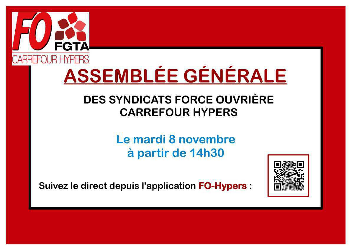 Direct : Assemblée générale des syndicats FO de Carrefour Hypermarchés Direct : Assemblée générale des syndicats FO de Carrefour Hypermarchés