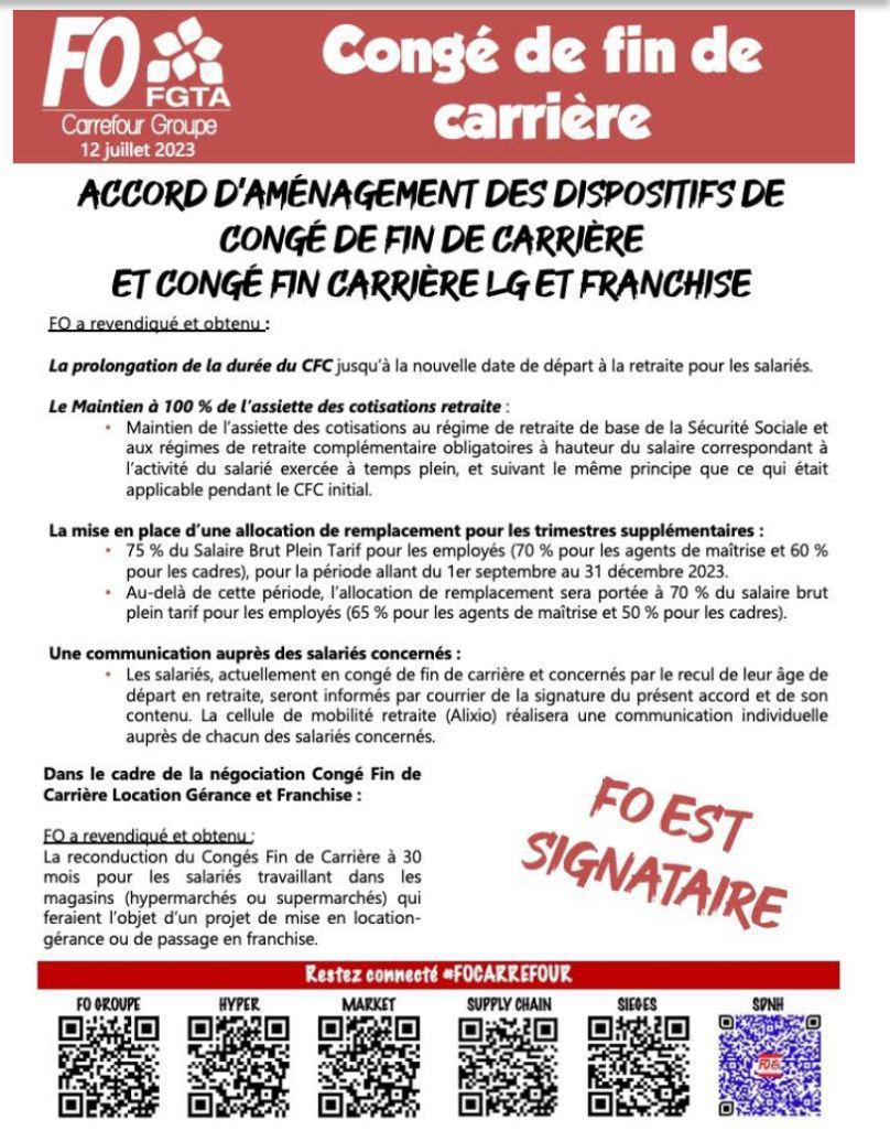 Congé de fin de carrière : FO obtient la prolongation de la durée du CFC jusqu'à la nouvelle date de départ à la retraite Congé de fin de carrière : FO obtient la prolongation de la durée du CFC jusqu'à la nouvelle date de départ à la retraite