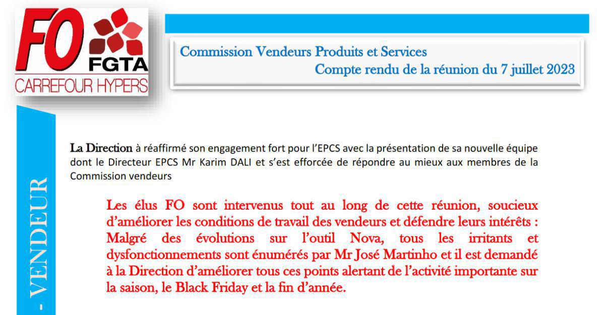 Compte rendu de la Commission vendeurs - 7 juillet 2023 Compte rendu de la Commission vendeurs - 7 juillet 2023