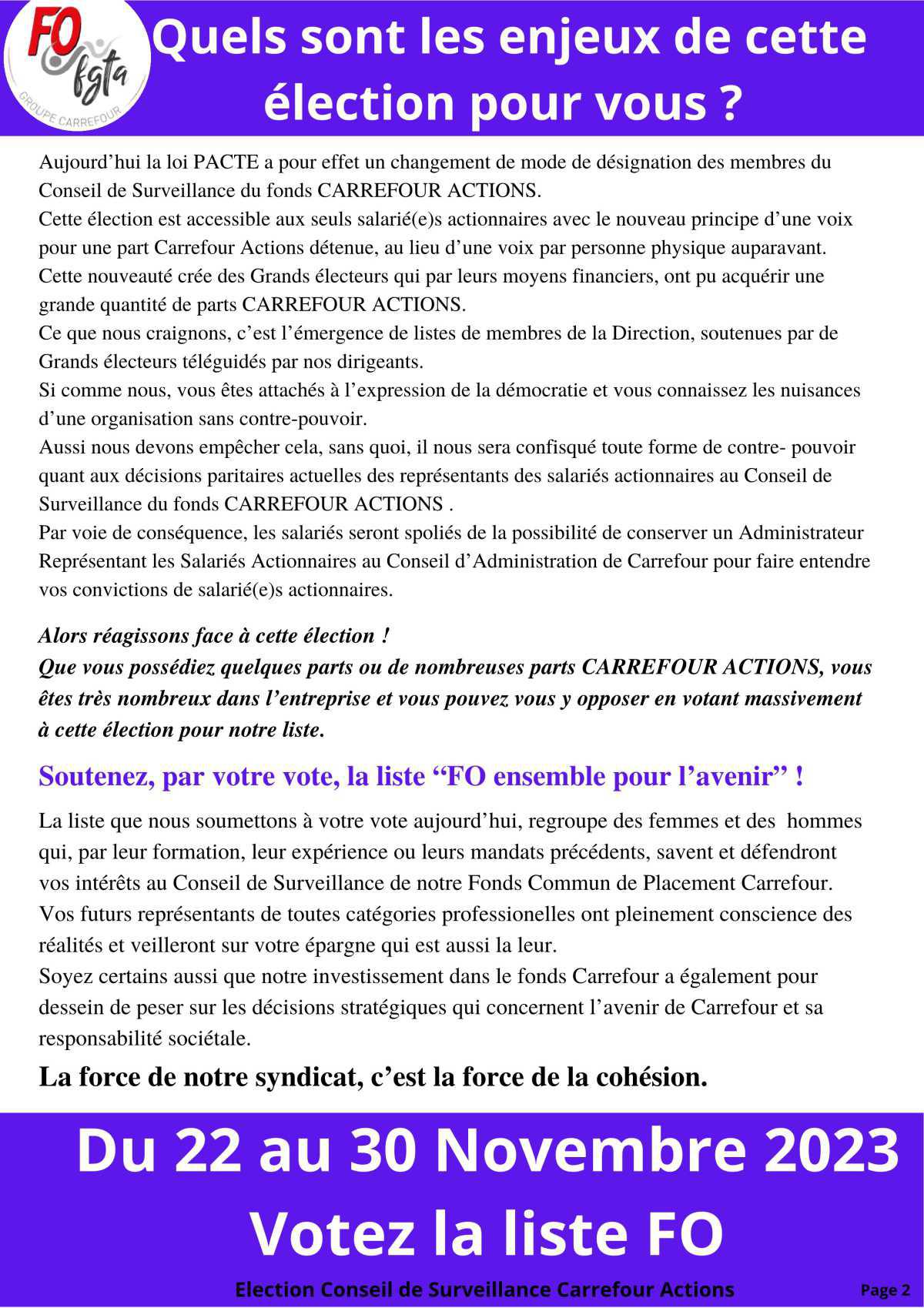 NATIXIS : élections au conseil de surveillance pour "Carrefour Actions"