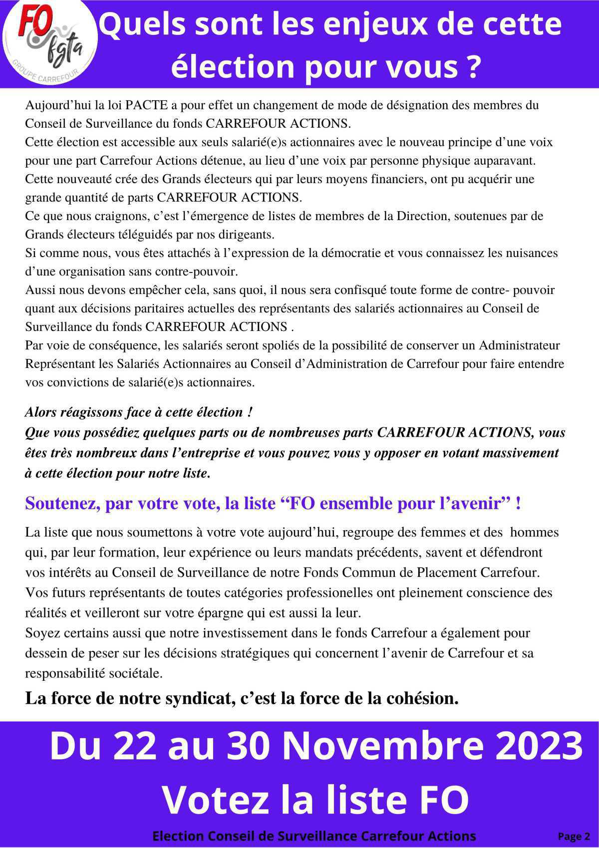 NATIXIS : élections au conseil de surveillance pour "Carrefour Actions" NATIXIS : élections au conseil de surveillance pour "Carrefour Actions"