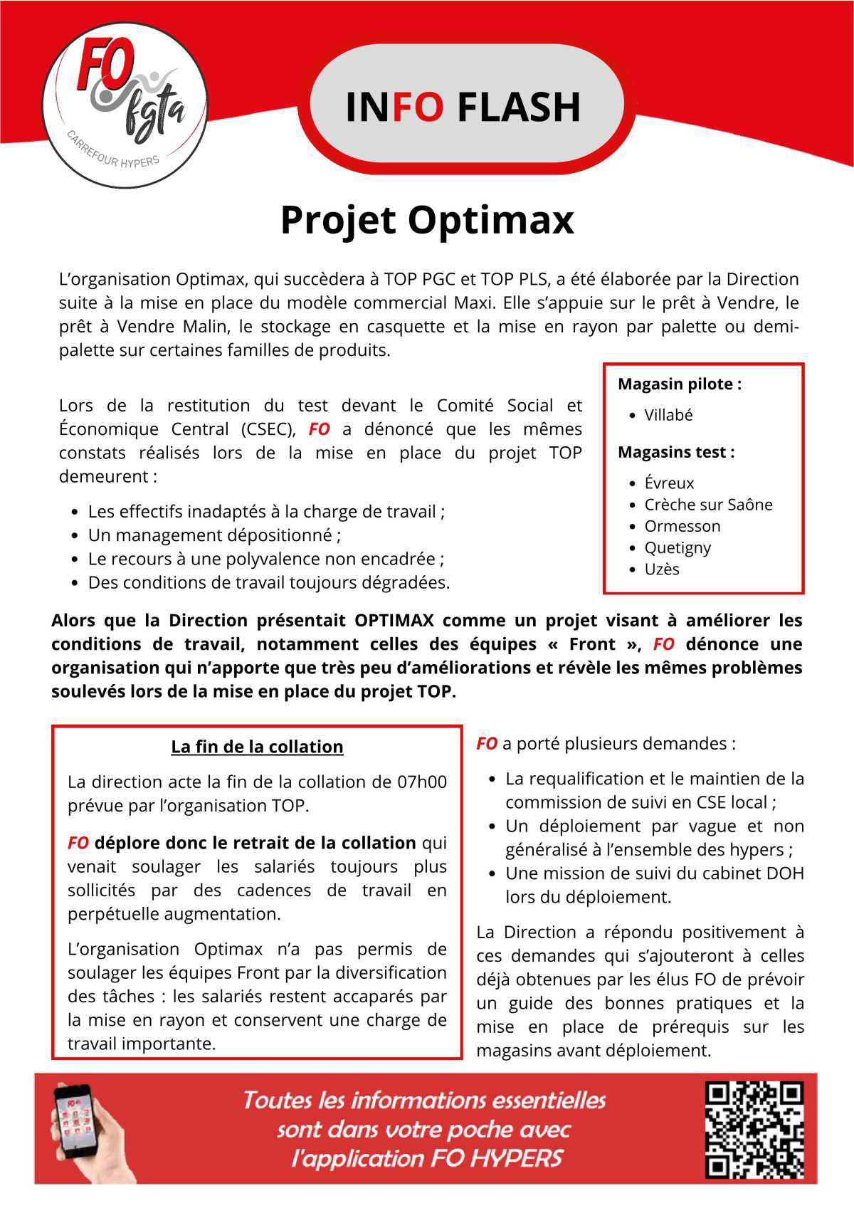 CSEC - Déclaration sur le projet Optimax