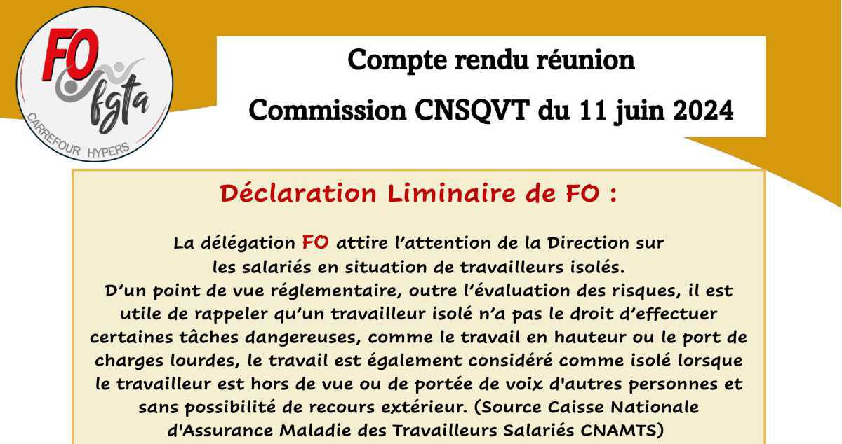 Commission nationale santé, sécurité et qualité de vie au travail - 11 juin 2024