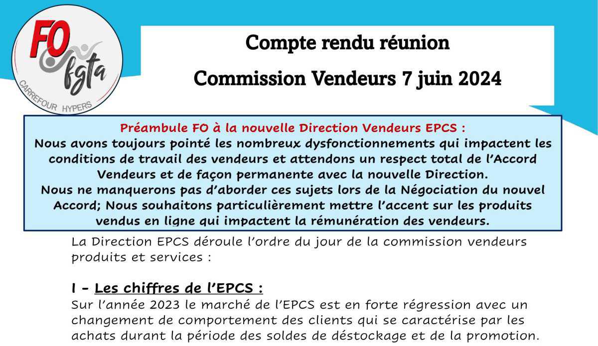 Commission vendeurs - 7 juin 2024