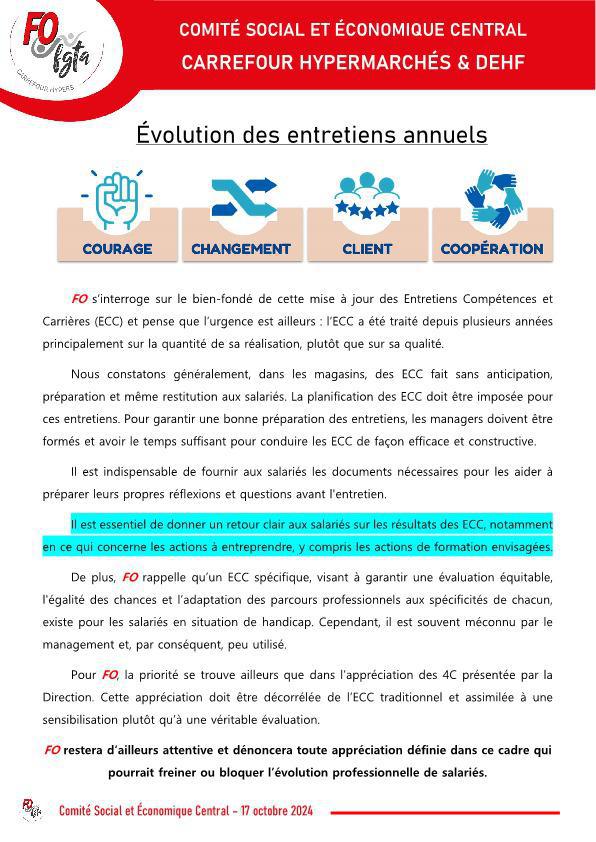 CSEC : déclaration sur l'évolution des ECC