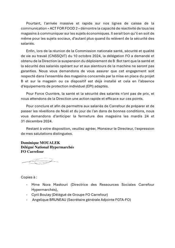 Sécurité dans les magasins : FO demande des mesures pour la fin d'année Sécurité dans les magasins : FO demande des mesures pour la fin d'année