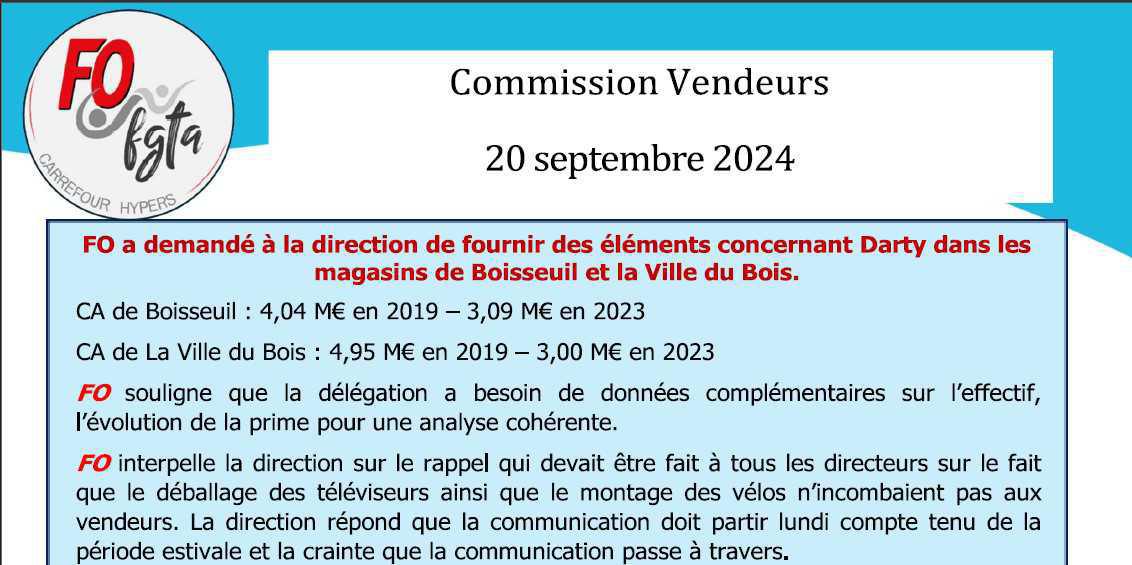 Commission vendeurs - 20 septembre 2024 Commission vendeurs - 20 septembre 2024