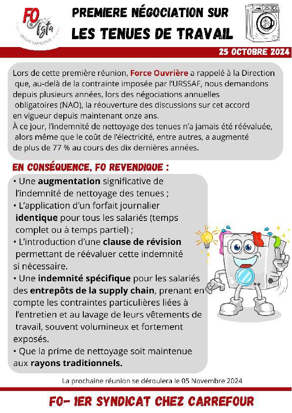 Tenues de travail : 1ère réunion de négociation