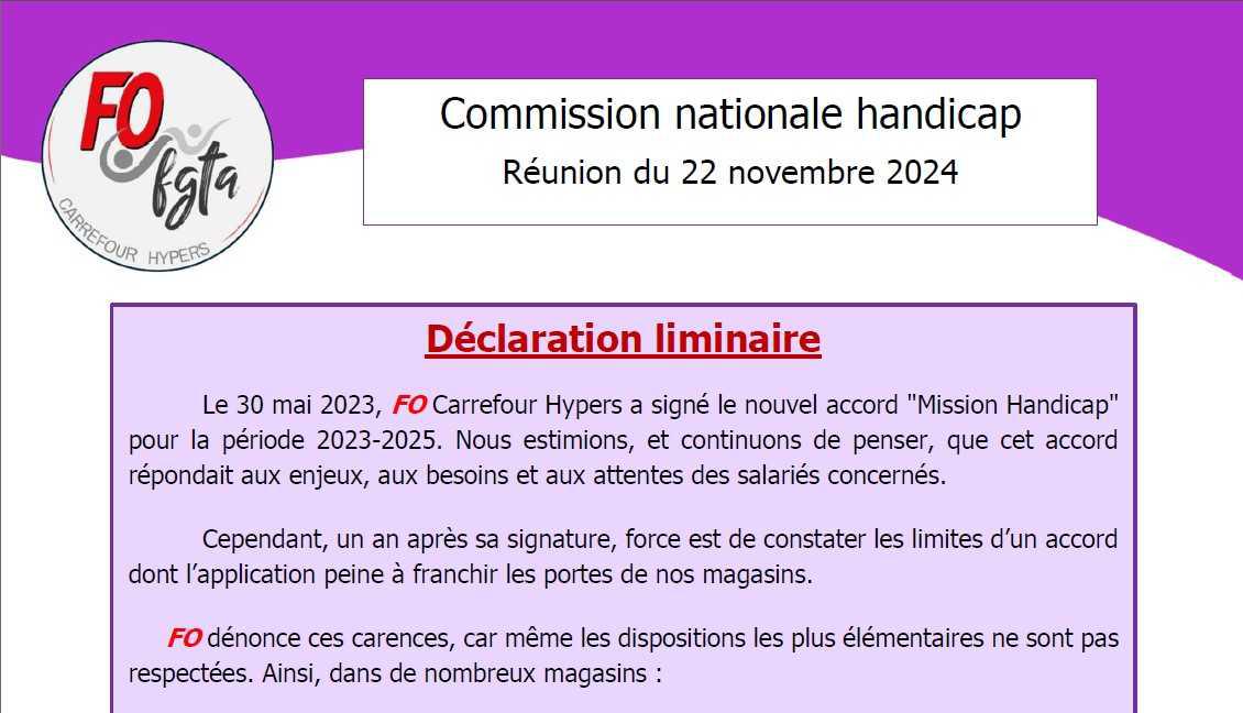 Commission handicap - 22 novembre 2024