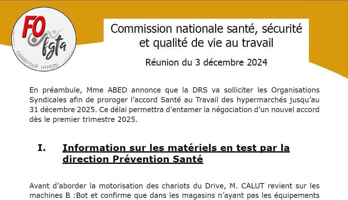 Commission nationale santé, sécurité et qualité de vie au travail - 3 décembre 2024