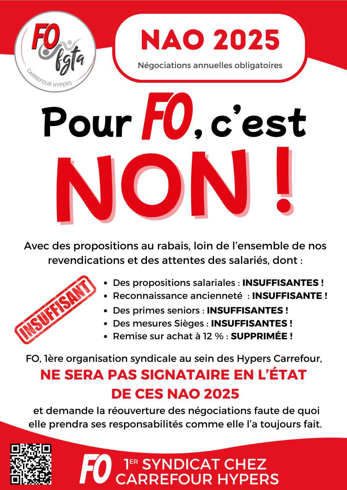 NAO 2025 : pour FO, c'est NON !