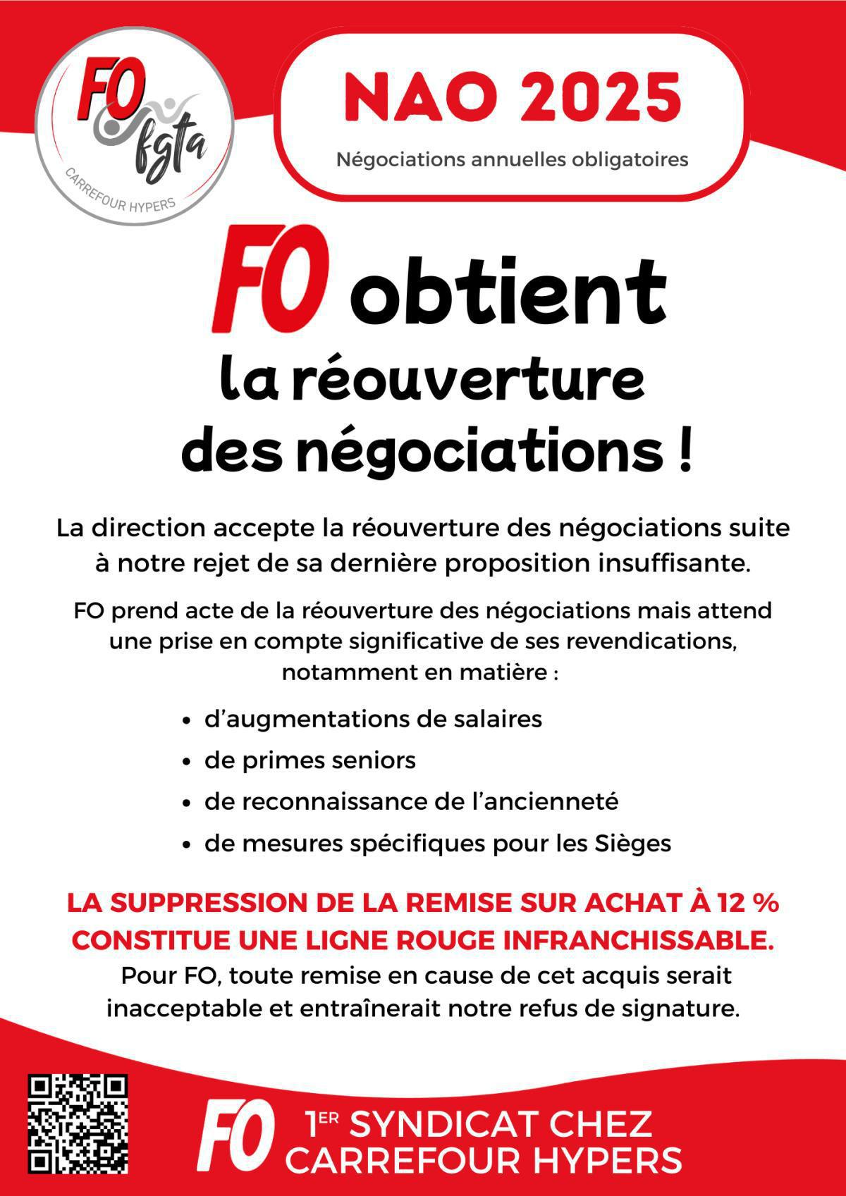 NAO 2025 : FO obtient la réouverture des négociations !