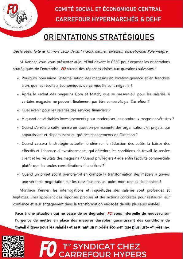CSEC : déclaration sur les orientations stratégiques CSEC : déclaration sur les orientations stratégiques