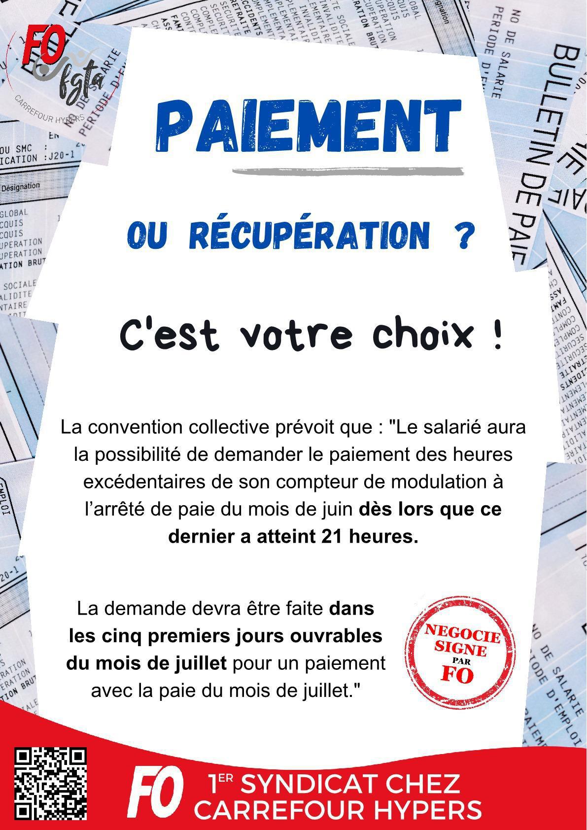 Paiement des heures du compteur de modulation Paiement des heures du compteur de modulation