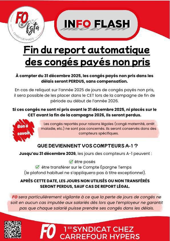 Fin du report automatique des congés payés non pris Fin du report automatique des congés payés non pris
