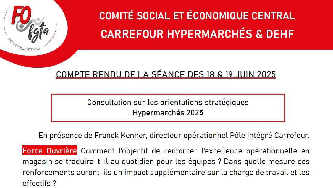 Comité social et économique central -18 & 19 juin 2025