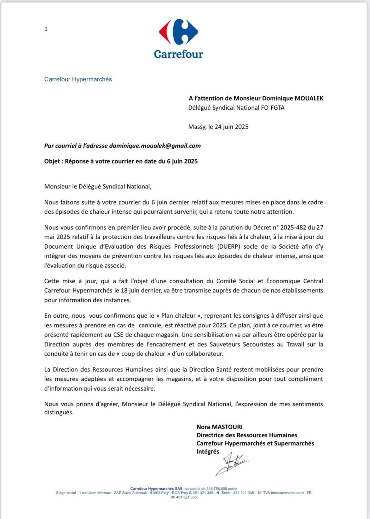 Fortes chaleurs : réponse de la direction