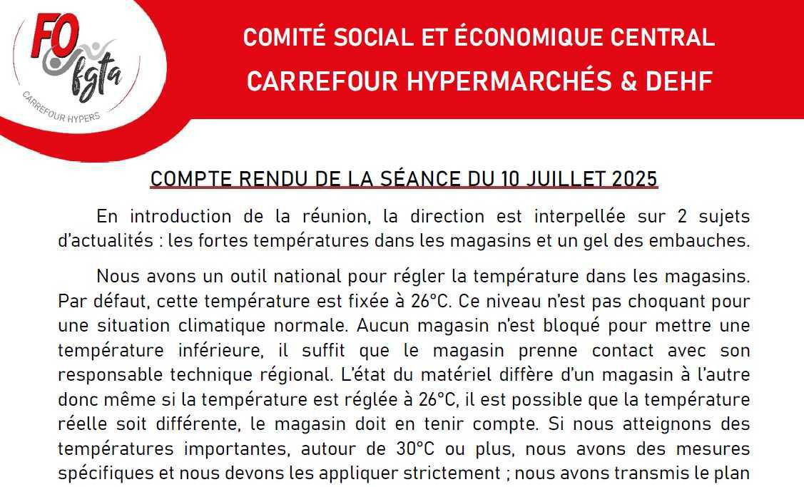 Comité social et économique central - 10 juillet 2025