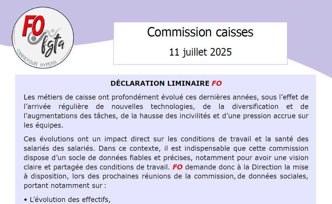 Commission caisses - 11 juillet 2025