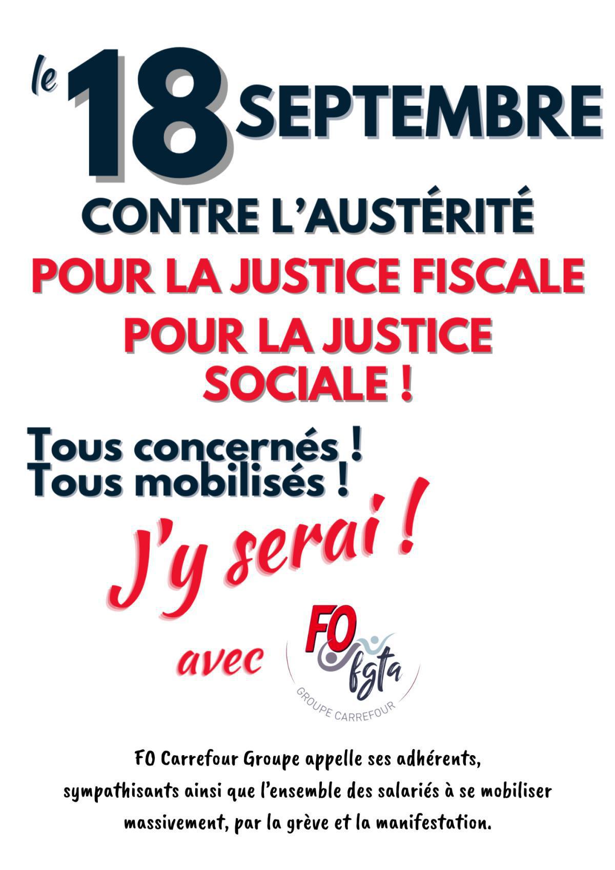 Le 18 septembre, contre l'austérité, pour la justice fiscale, pour la justice sociale !