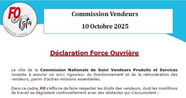 Commission vendeurs - 10 octobre 2025