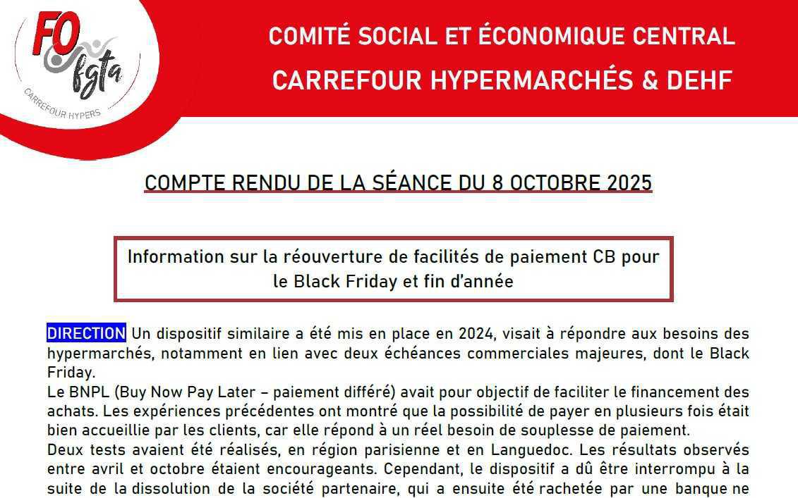 Comité social et économique central - 8 octobre 2025