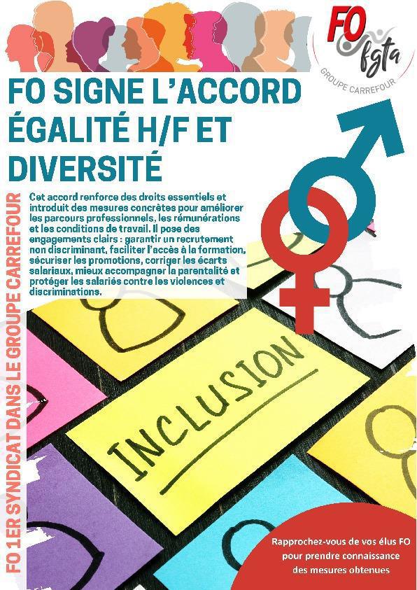 FO signe l'accord égalité F/H et diversité