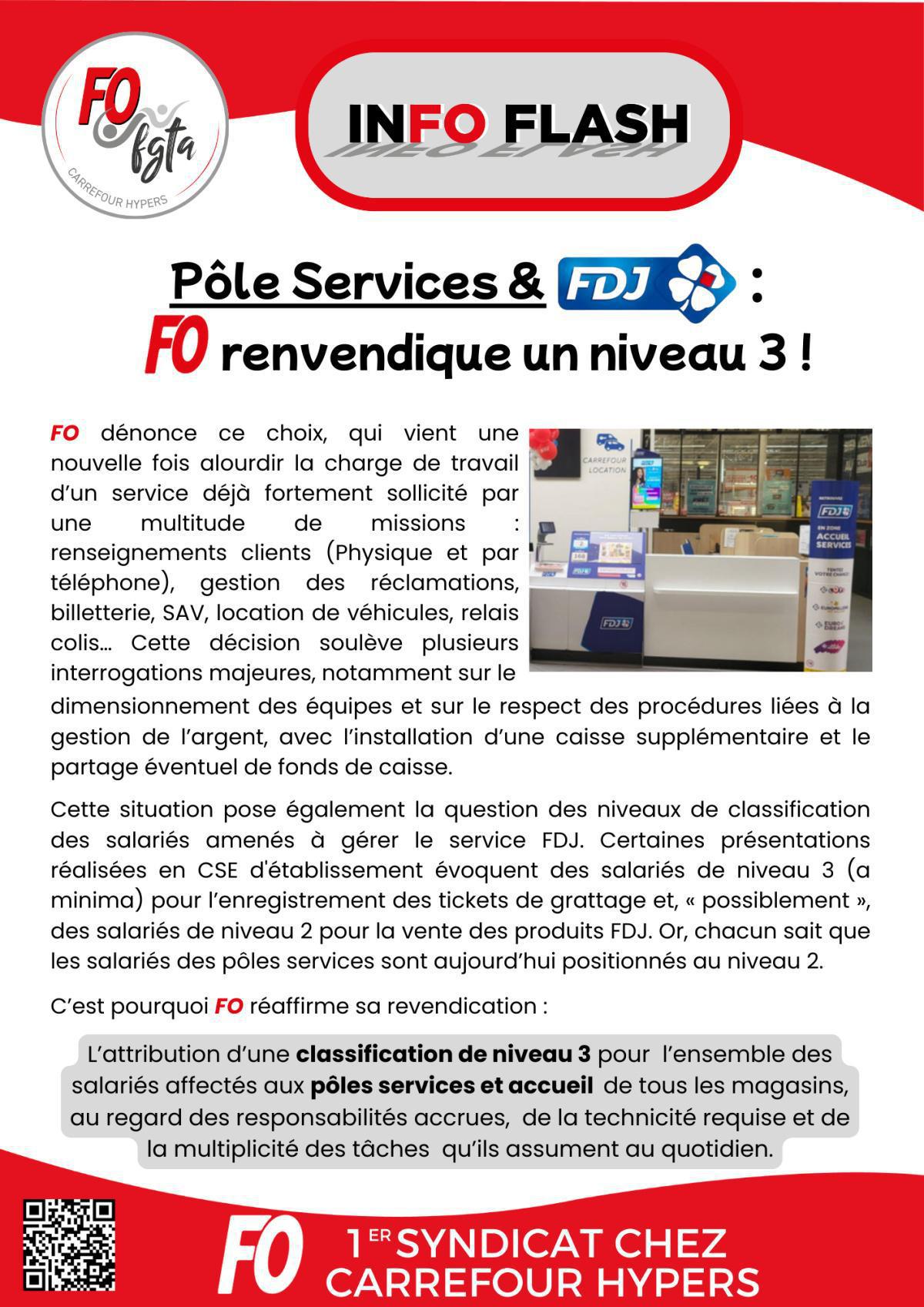 Pôles services & Française des jeux : FO revendique un niveau 3 ! Pôles services & Française des jeux : FO revendique un niveau 3 !