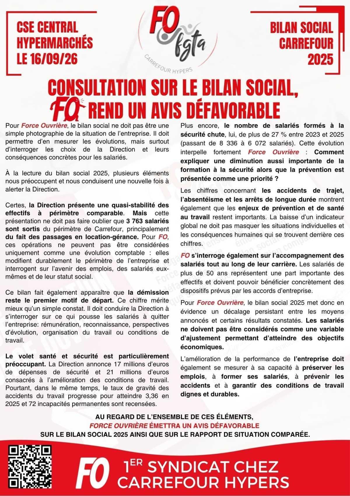 CSEC : déclaration sur le Bilan Social CSEC : déclaration sur le Bilan Social