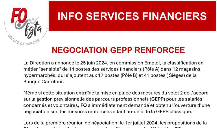 Services financiers : négociation GEPP renforcée