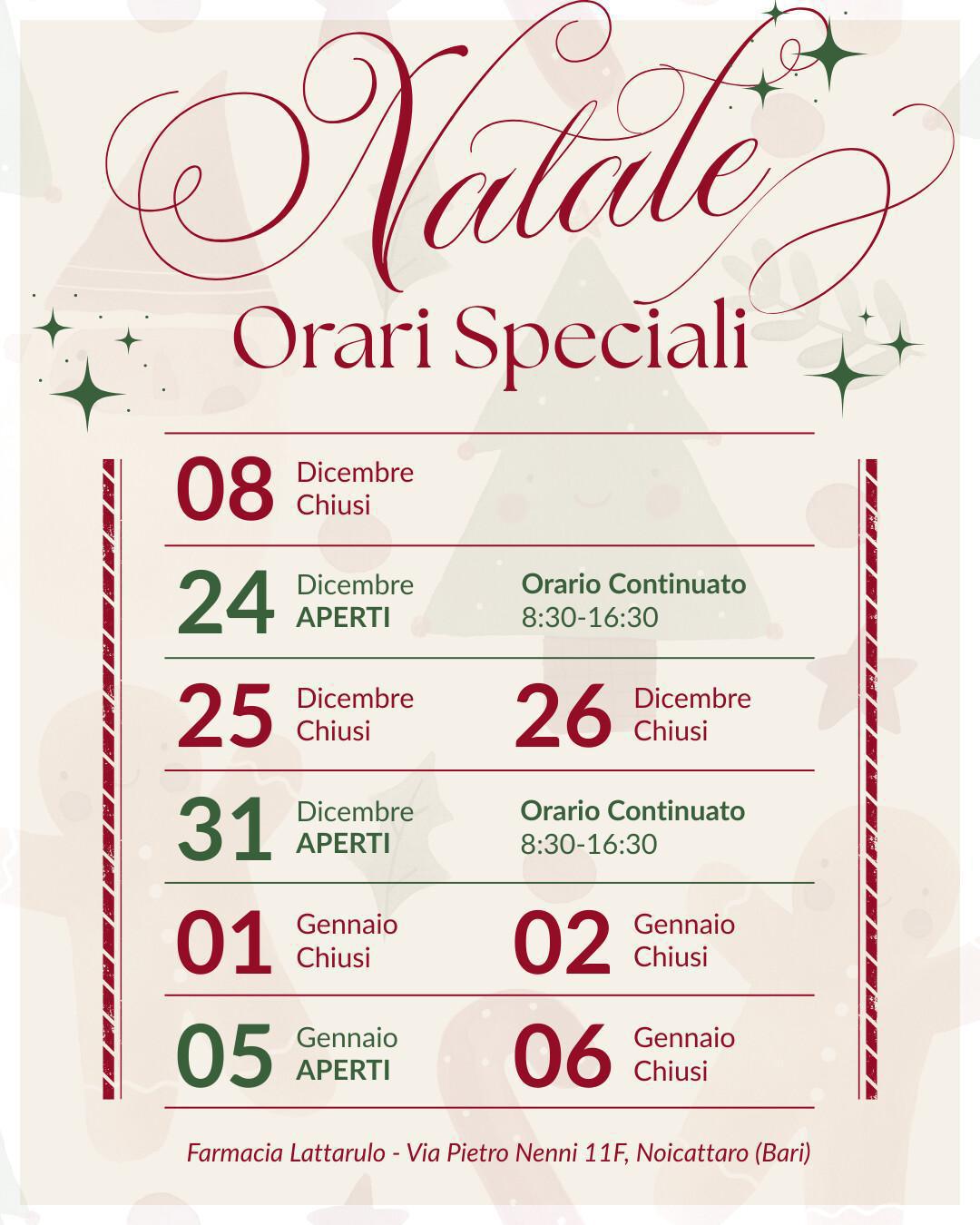 Orari Festività