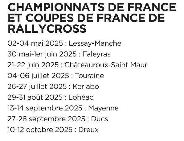 RX France: Le calendrier 2025 dévoilé