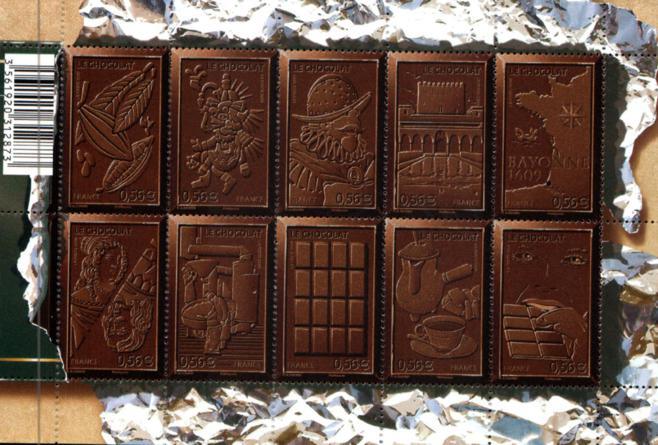 Lancement du timbre chocolat par la Poste