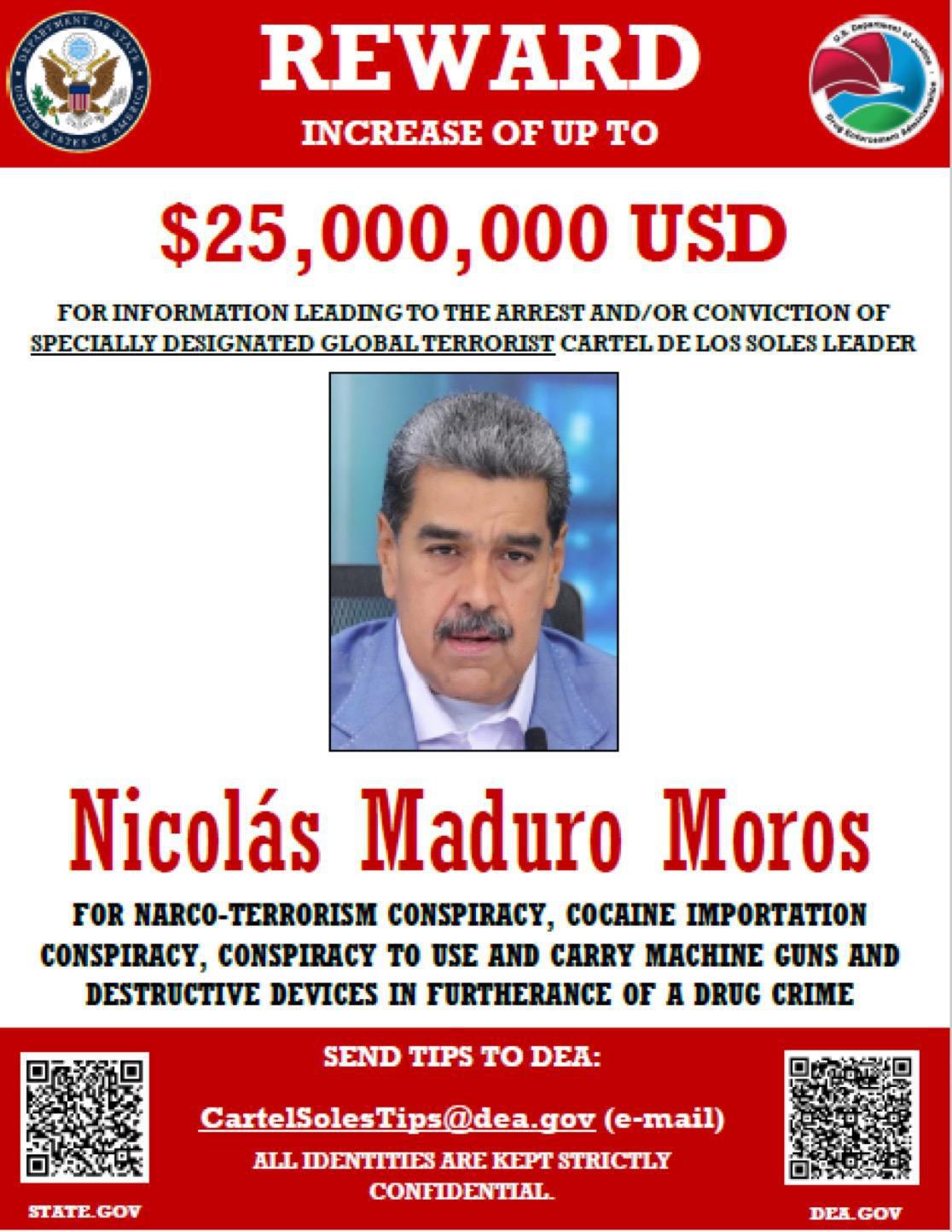 فنزويلا، حليف الجزائر والبوليساريو، تواجه تصعيدًا أمريكيًا جديدًا: مادورو "إرهابي عالمي" فنزويلا، حليف الجزائر والبوليساريو، تواجه تصعيدًا أمريكيًا جديدًا: مادورو "إرهابي عالمي"