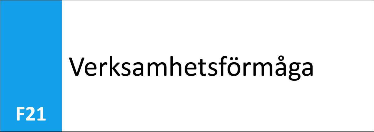 F21 Verksamhetsförmåga F21 Verksamhetsförmåga