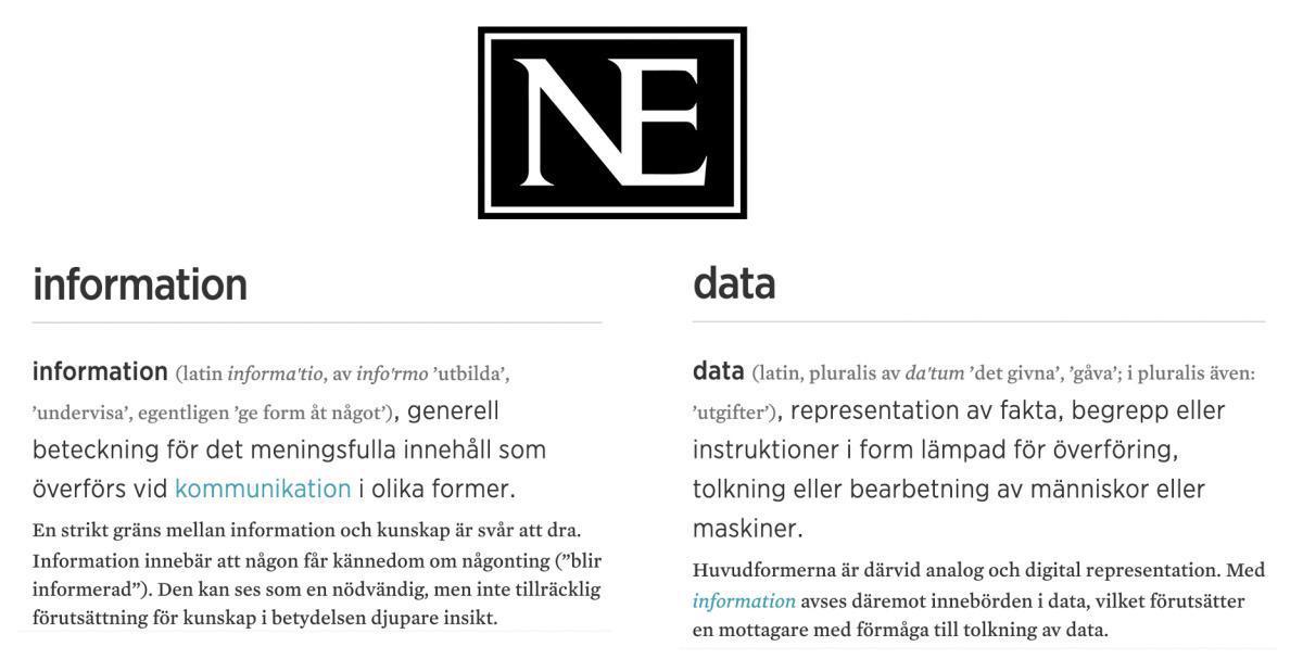 Ett annat perspektiv på Information och Data Ett annat perspektiv på Information och Data