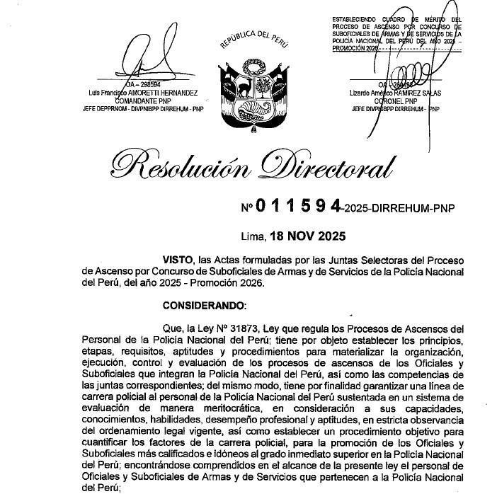 🚨ASCENSO:Publican Cuadro de Mérito de Suboficiales