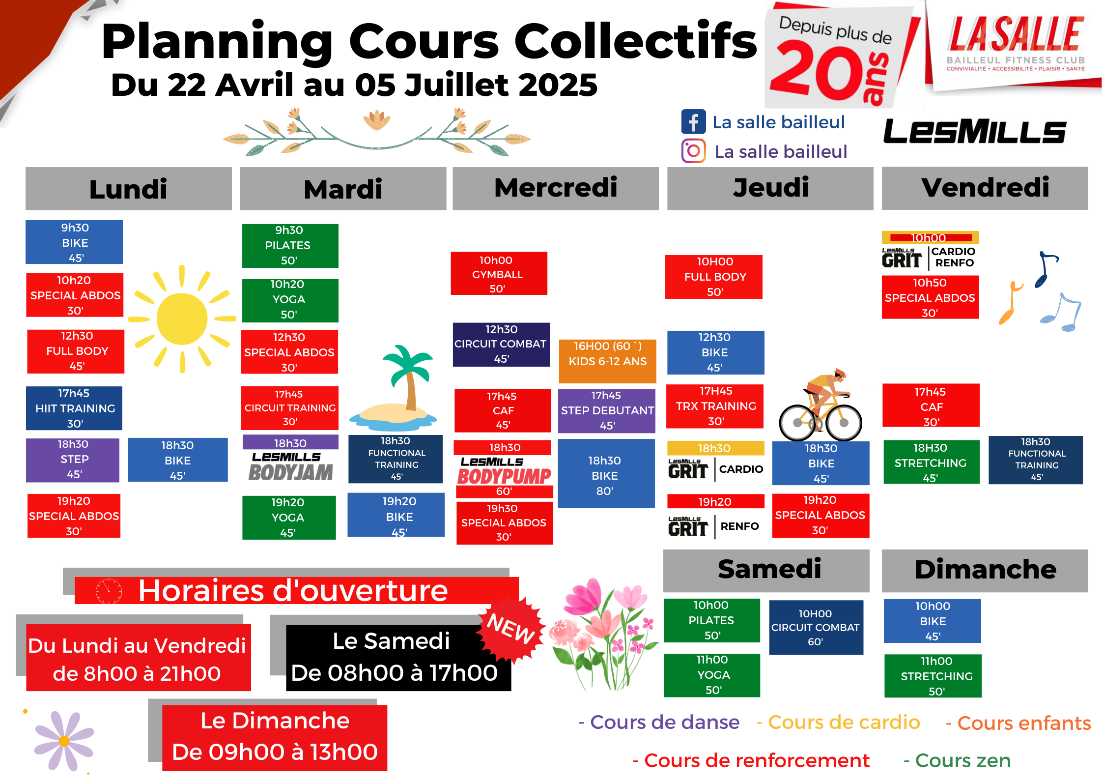 Planning du 22 Avril au 05 Juillet 2025