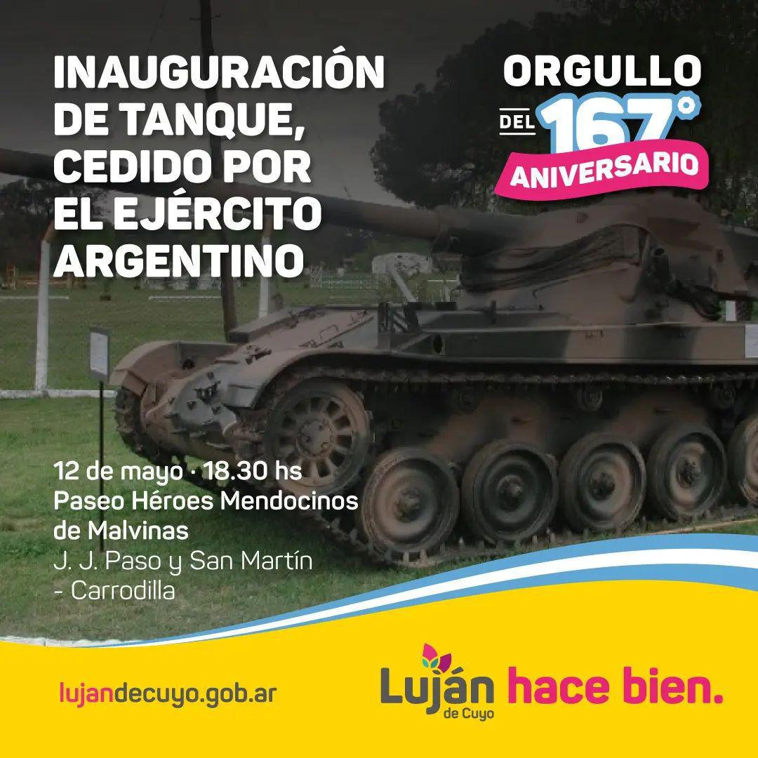 Inauguran en el Paseo de Héroes Mendocinos de Malvinas el tanque cedido por el Ejército Argentino