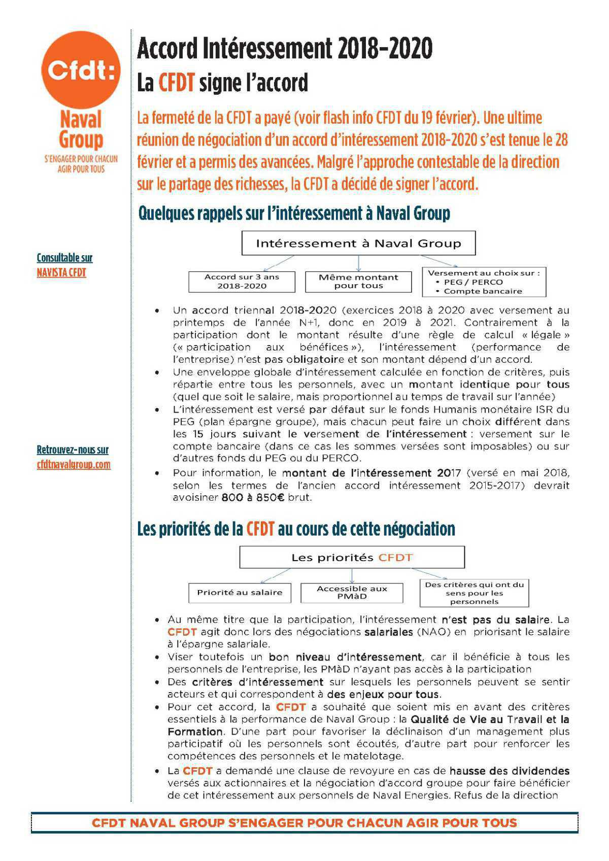 Tract CFDT accord intéressement 2018