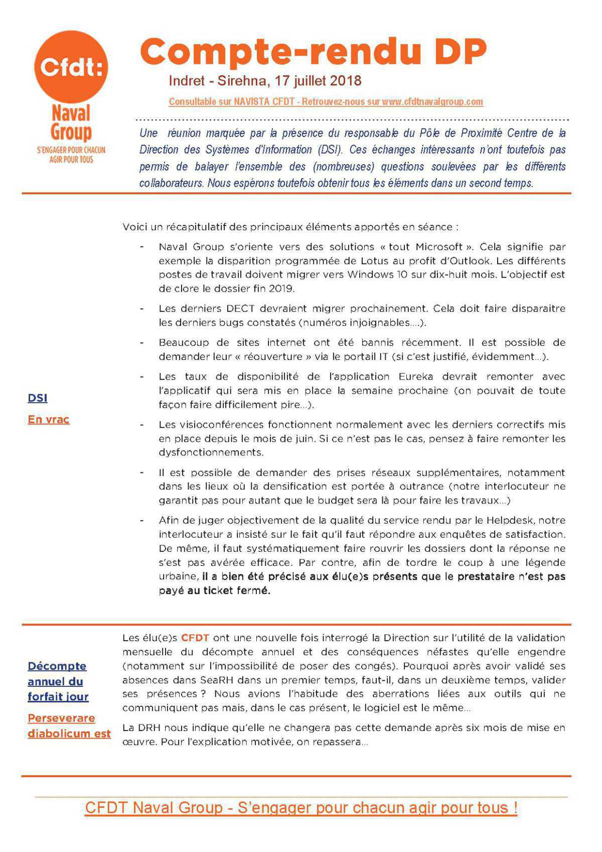 CR DP du 17 juillet 2018