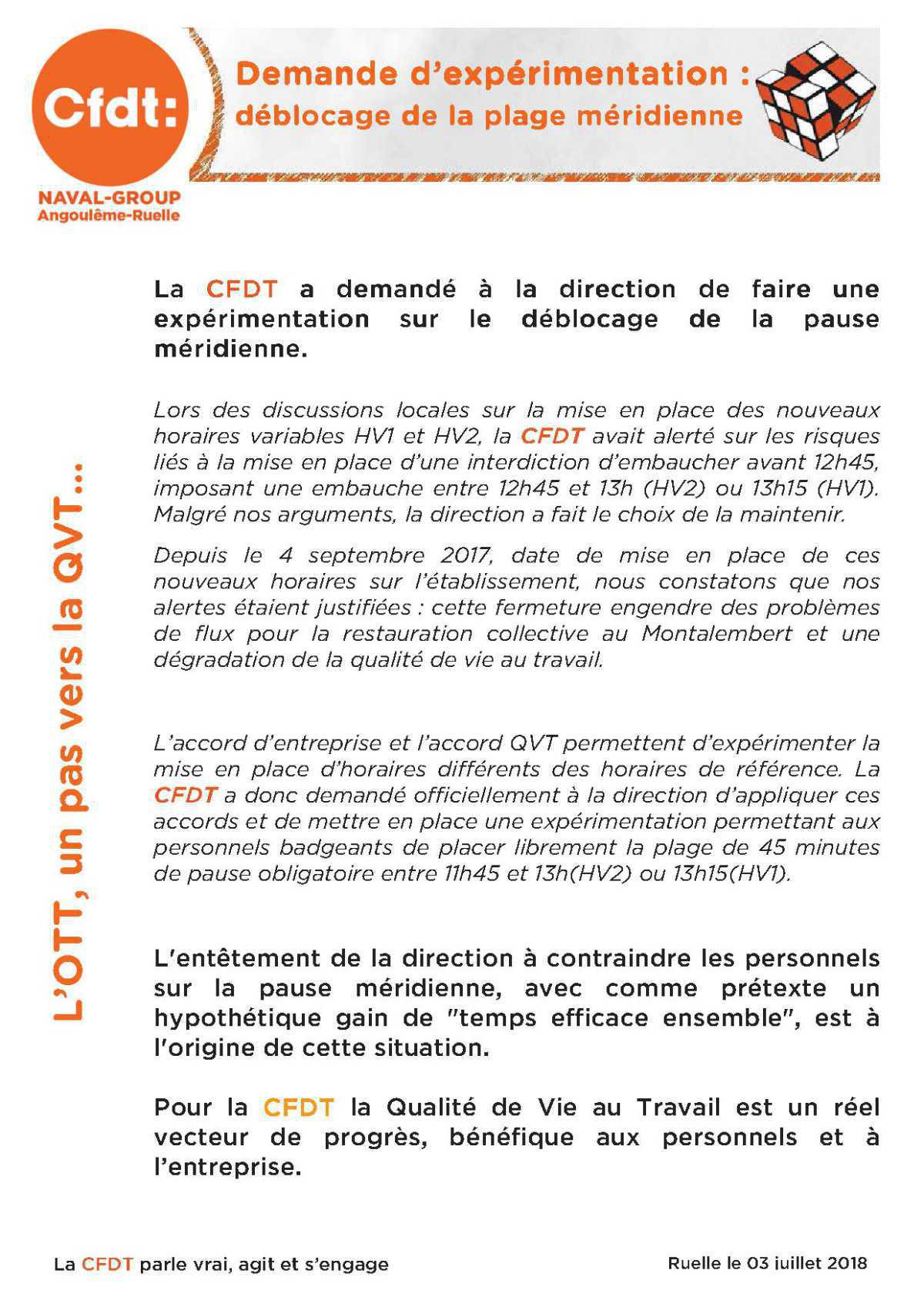 Deblocage de la pause méridienne