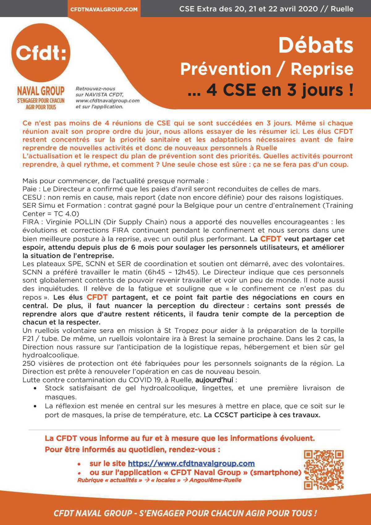 CR CSE extra de Ruelle des 20, 21 et 22 avril 2020