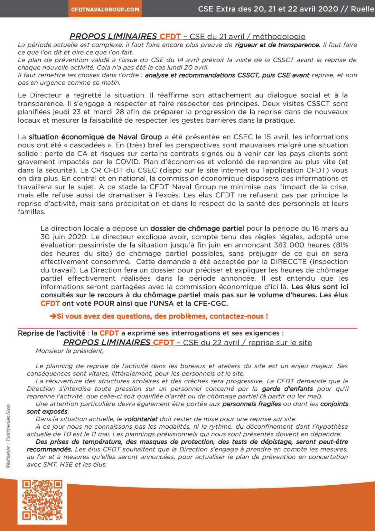 CR CSE extra de Ruelle des 20, 21 et 22 avril 2020