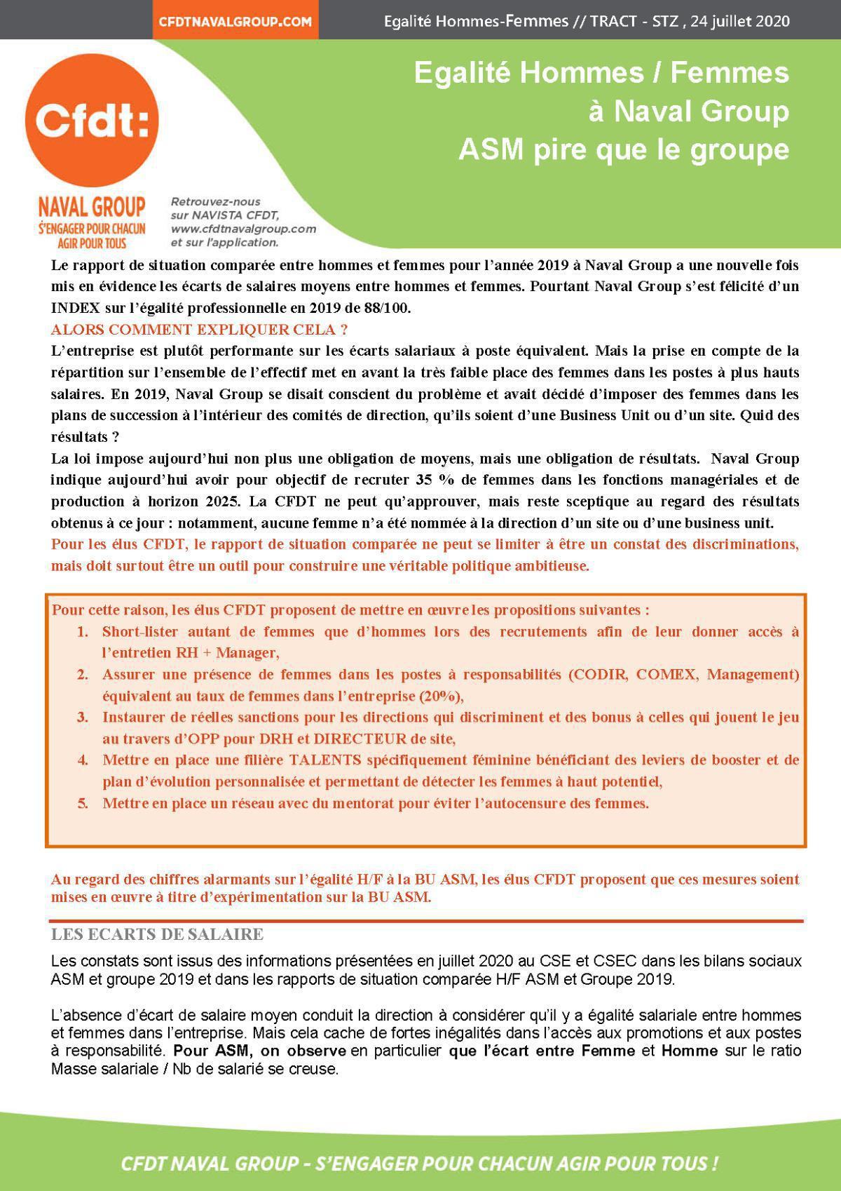 Tract Egalité Hommes-Femmes STZ du 24 juillet 2020
